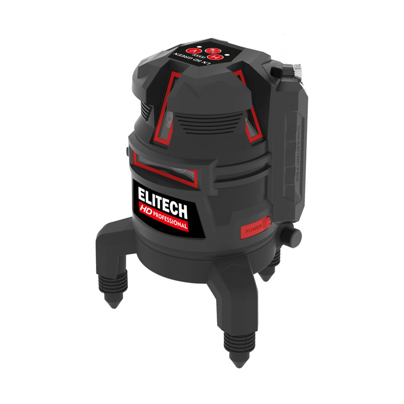 Нивелир лазерный ELITECH HD LN 5D GREEN (Li-Ion,25м,1гор.\4верт,±0.2мм\м,5/8",0.4кг,кейс+акс,пульт)