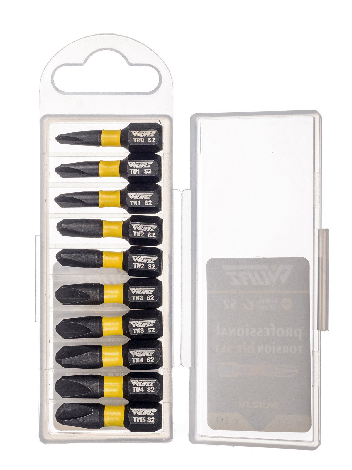 Набор бит TriWing 25мм Torsion (TW0, TW1, TW2, TW3, TW4, TW5) 10шт, Wurz (1/20/120)