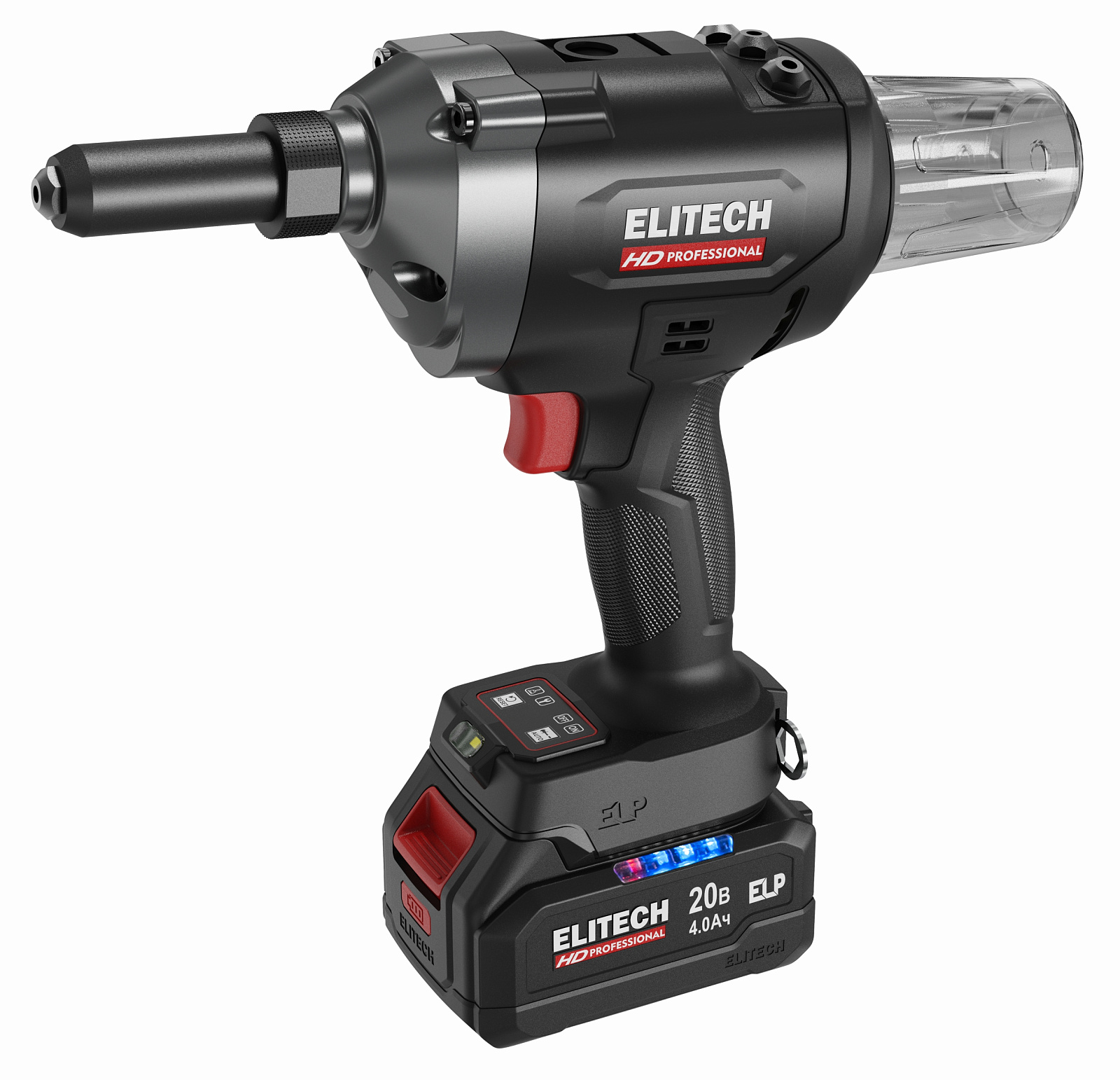 Заклепочник акк ELITECH HD CRG 2063BL (20В,1х4.0А/ч,б/щет,17Кн,ход 26мм) (E2208.023.01)