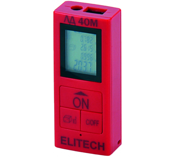 Дальномер лазер ELITECH ЛД 40 М (точность 0.05-40м,аккумулятор Li-ion,блистер)