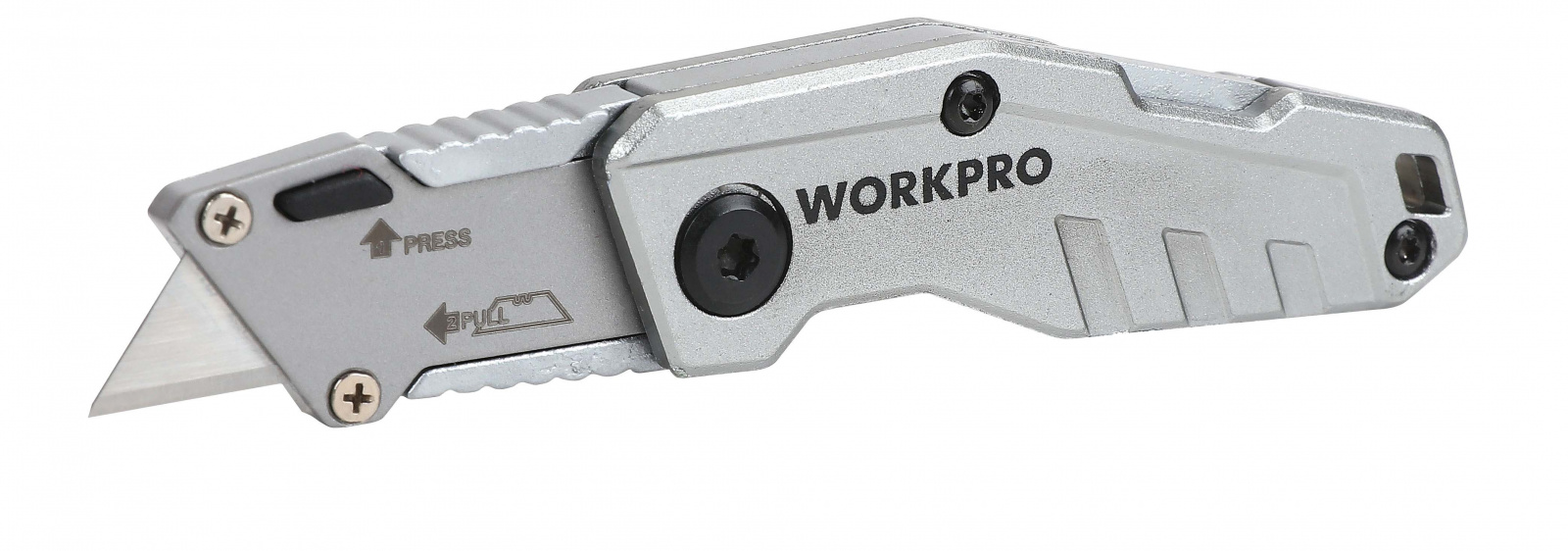 Нож складной алюминиевый, быстросменный, WORKPRO(1/6)