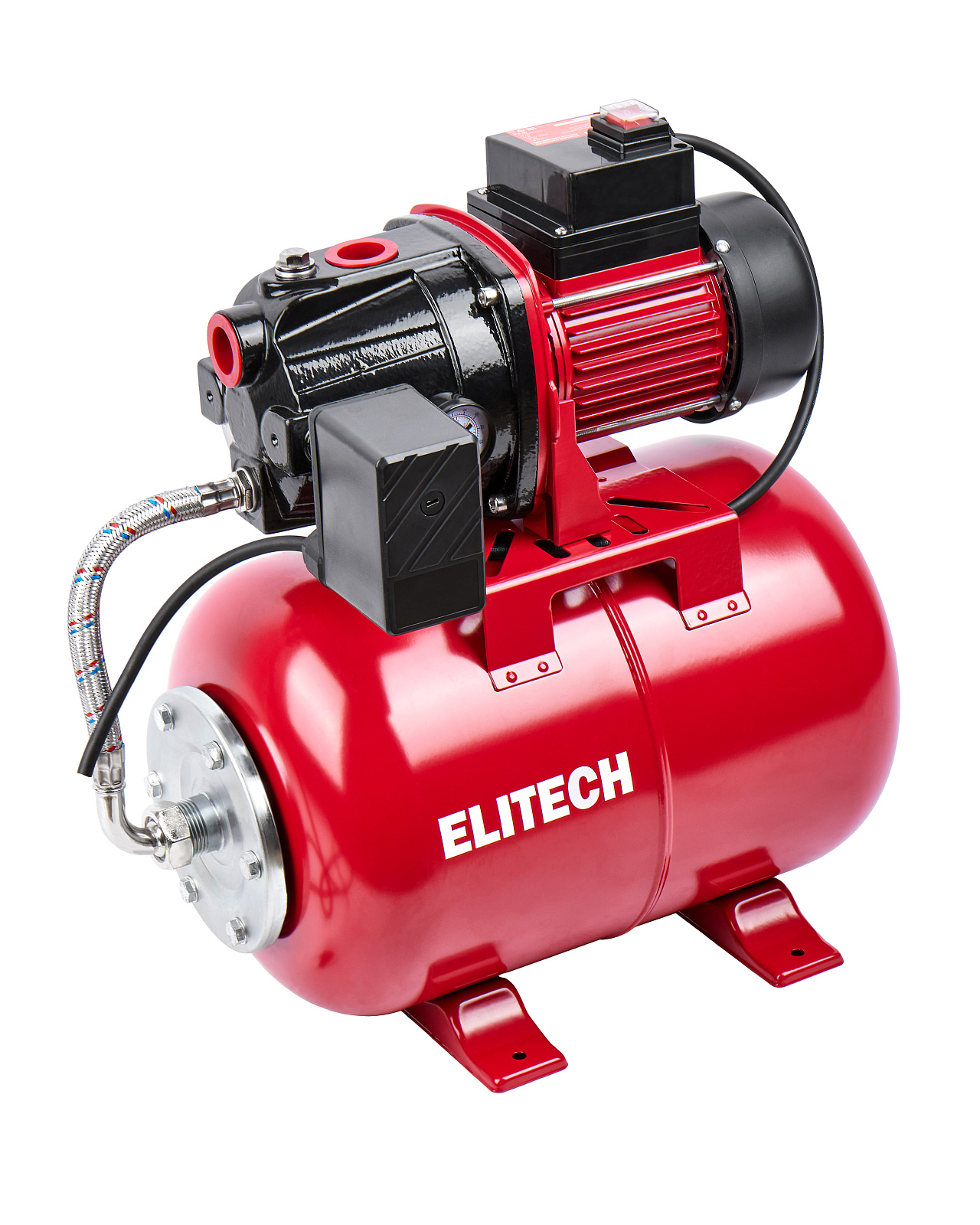 Станция насосная ELITECH САВ 1000-24Ч (1000Вт,53л/м,Н=44м,Гл=8м,4бар,ч/вод,чугун/мет.гидроакк.24л,G1
