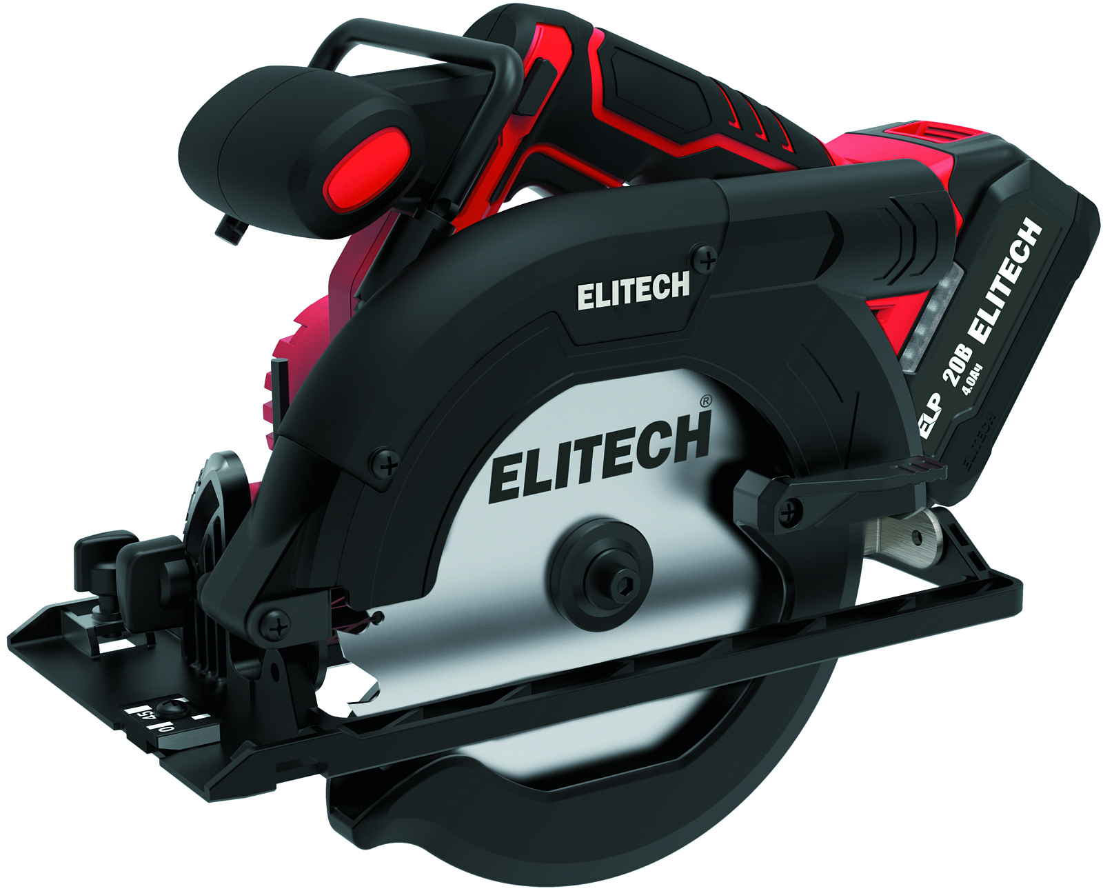 Пила дисковая акк ELITECH ПДА 2055БЛ (б/щет,20В,1х4.0Ач,ELP,4500\м,д-ф165мм,0-45°,рез-57мм,эл.торм)