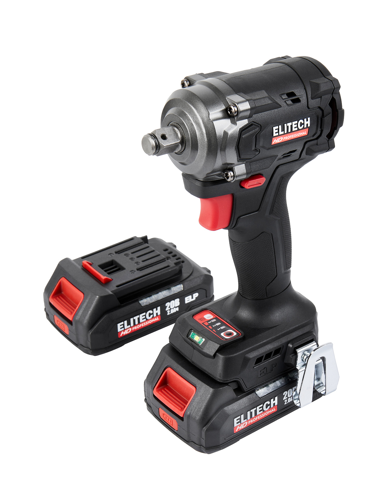 Гайковерт акк ELITECH HD CW 2004SL (б/щет, 20В ,ELP, 2х2Ач, 0-3100уд/мин, 210/280/450Нм, квад 1/2")