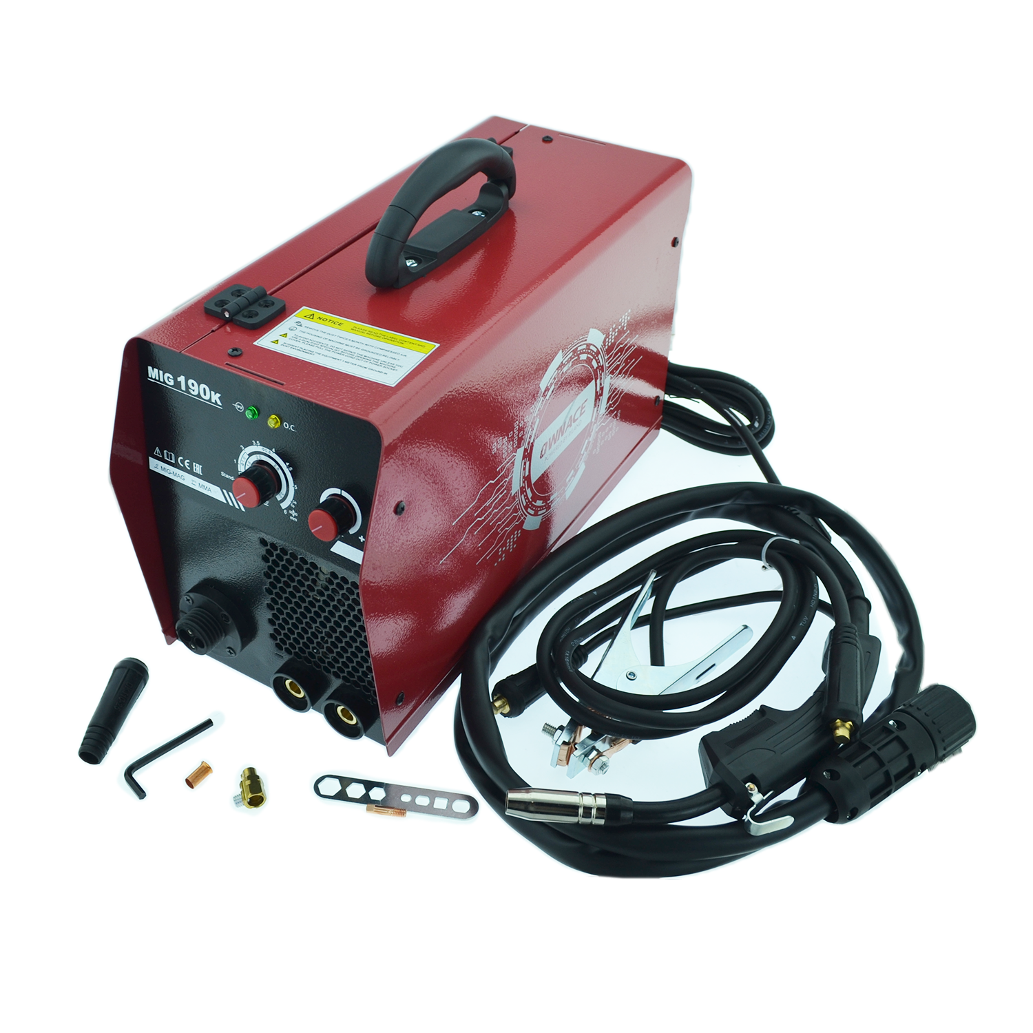 Сварочный полуавтомат инвертор OWNACE MIG 190K (230V±15%,4,9кВт,190A(MIG/MМА),ПВ=190А/30%,6кг,0.8\1.