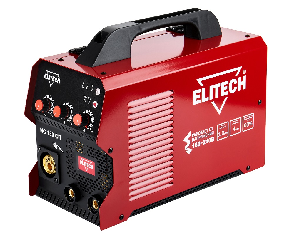 Сварочный инвертор ELITECH ДМ ИС 180СП (MIG/MAG,220В,5.2кВт,30-180A(MIG),20-180А(MMA),ПВ=180А/60%)