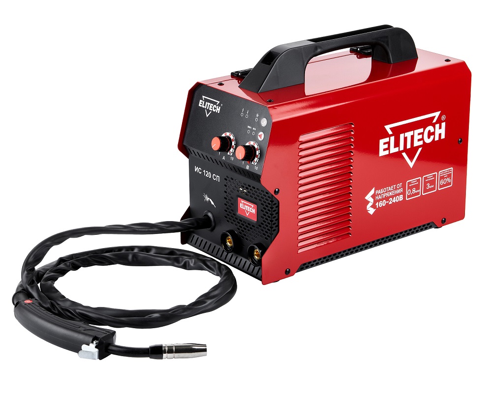 Сварочный инвертор ELITECH ДМ ИС 120СП (MIG/MAG,220В,3.5кВт,30-120A(MIG),20-120А(MMA),ПВ=120А/60%)