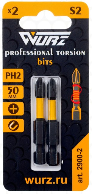 Бита PH2 x 50 Torsion, Wurz (2/50/400)