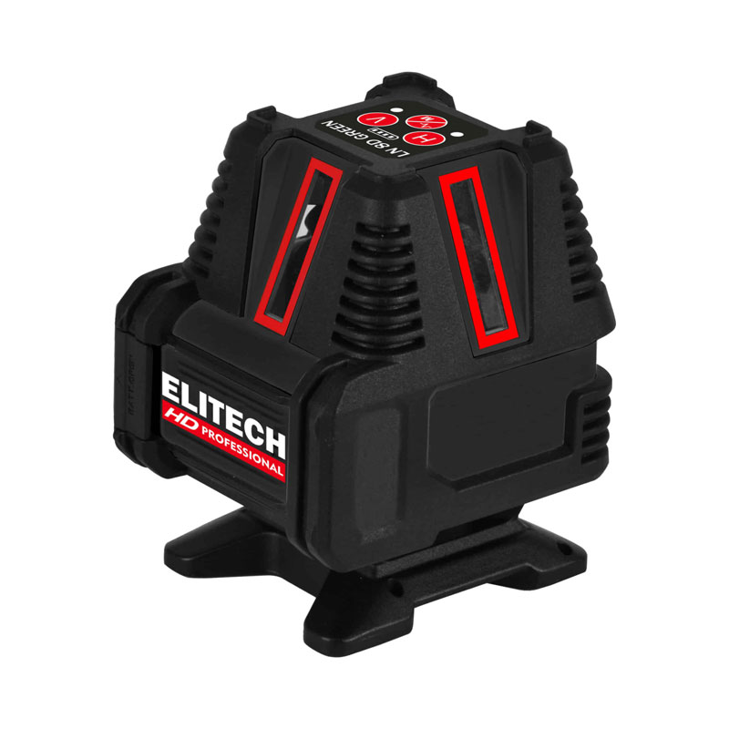 Нивелир лазерный ELITECH HD LN 8D GREEN (Li-Ion,25м,гор.1х360°\4верт,±0.2мм\м,1/4'',5/8",0.35кг,кей)