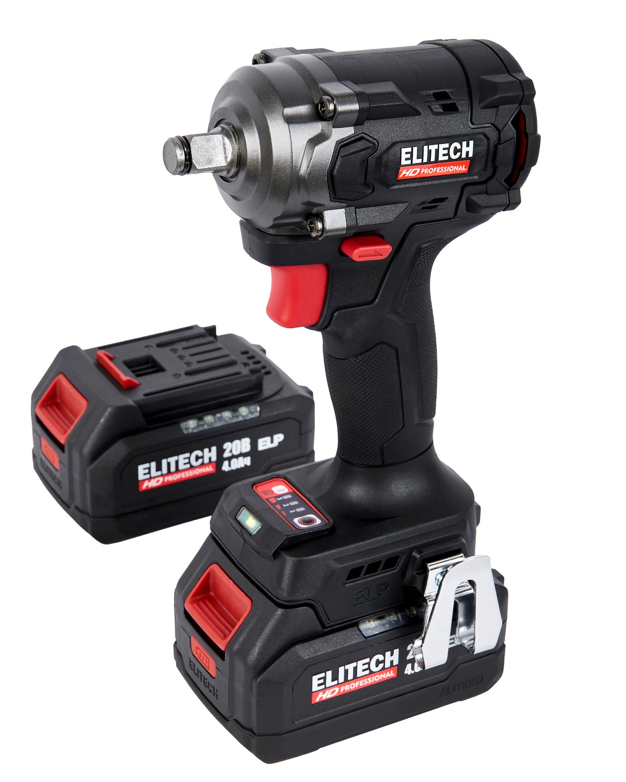 Гайковерт акк ELITECH HD CW 2004SL (б/щет, 20В ,ELP, 2х4Ач, 0-3100уд/мин, 210/280/450Нм, квад 1/2")
