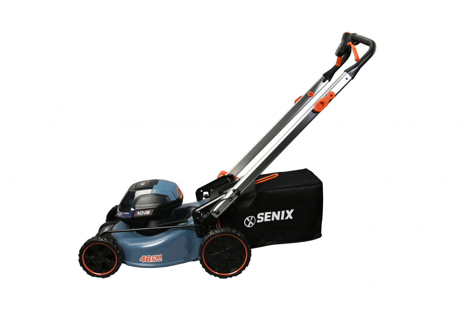Газонокосилка акк X2 SENIX  LSSX2-H-EU (2*20В, б/щет, 46 см, 25-80мм, 2 акк 5Ач, 2порт ЗУ,самоход)