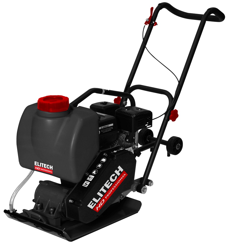 Виброплита бенз ELITECH HD VTP 60T (60кг,6.5л/с,500х375мм,10,5кН,упл20см,вода10л,бак3.6л,ковр,кол)