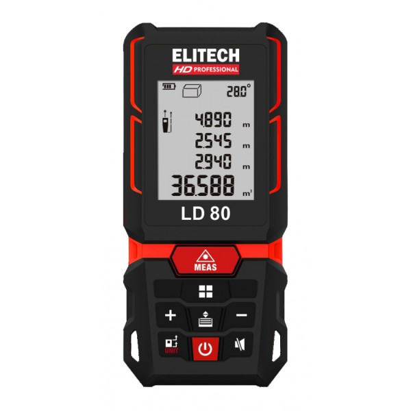 Дальномер лазер ELITECH HD ЛД  80 (3*1.5В(ААА),0.05–80м,точн,±1.5мм\м,0.12кг,чех,кор)