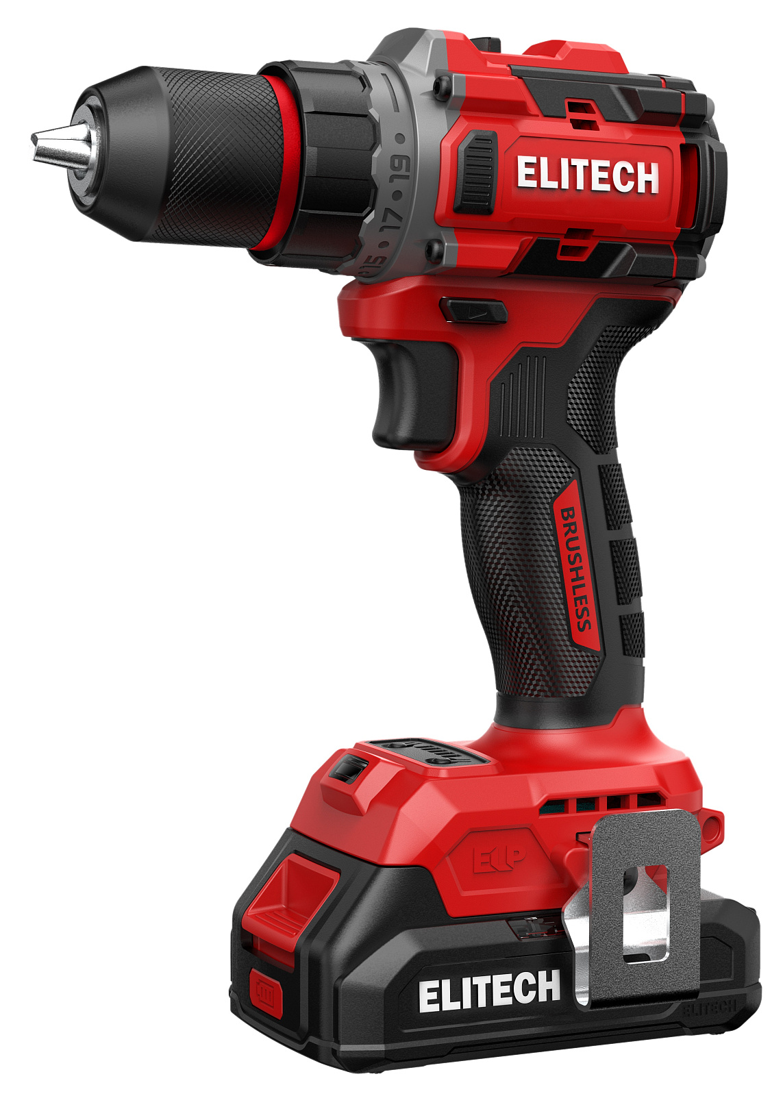 Дрель акк ELITECH ДА 20БЛ2 (б/щет,20В,2х2.0Ач,ELP,БЗП-10мм,0-500/2000об/мин,50Нм,0.9кг,чем,подсв)
