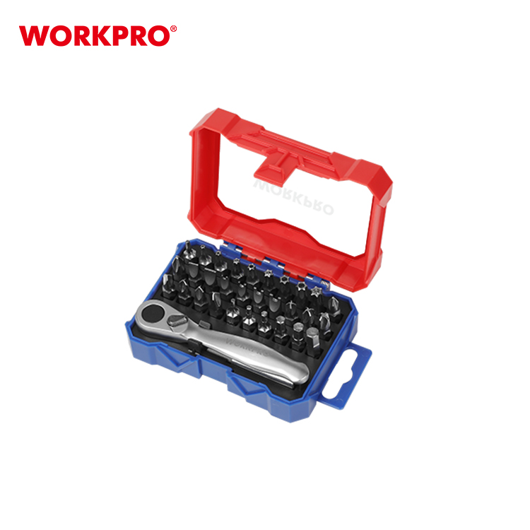 Набор мини трещотка 1/4 и биты 32шт, WORKPRO(1/6)