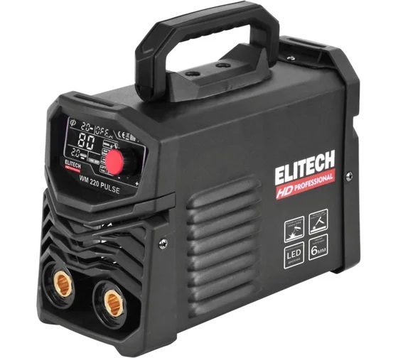 Сварочный инвертор ELITECH HD WM 220 PULSE (110-275В,6.9кВт,10-220А,ПВ=220А/80%,ф1.6-6мм,4.0кг,Dx50,