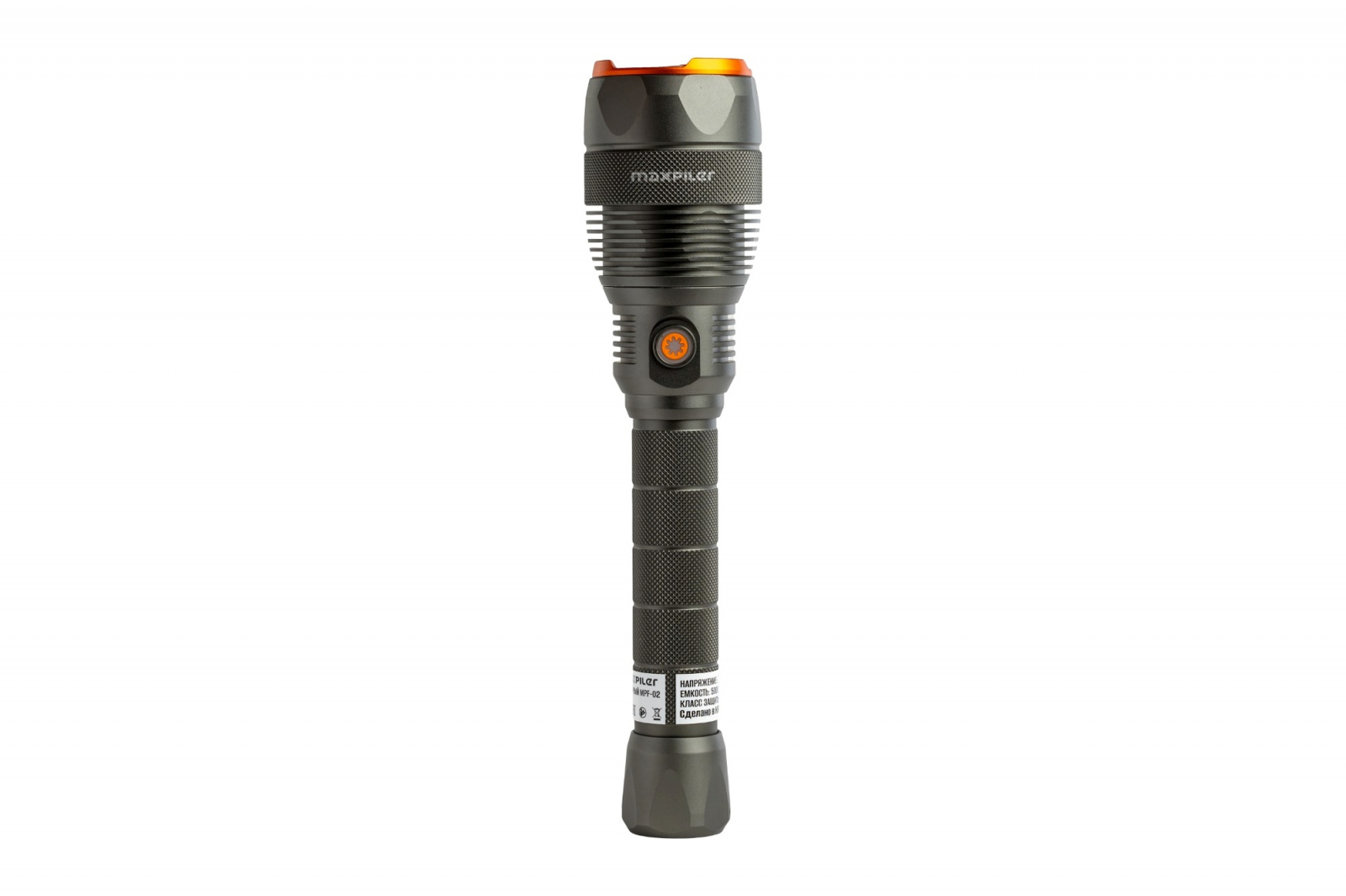 Фонарь ручной акк MAXPILER MPF-02 (12000-300Лм, LED+COB, 4реж, 2-12ч, 7.4В/5000мАч, фокус.света)