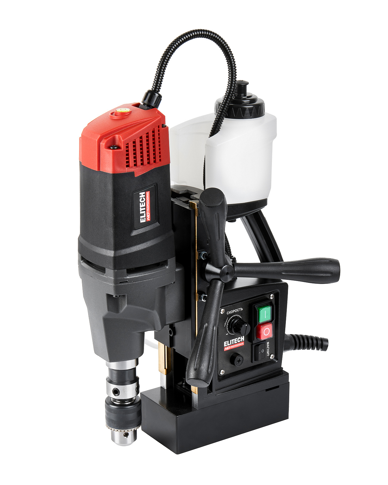 Дрель магнитная ELITECH HD MCD 1635E (1600Вт,35мм,100-600об\мин,14800Н,11кг,Weldon Shank,кейс)