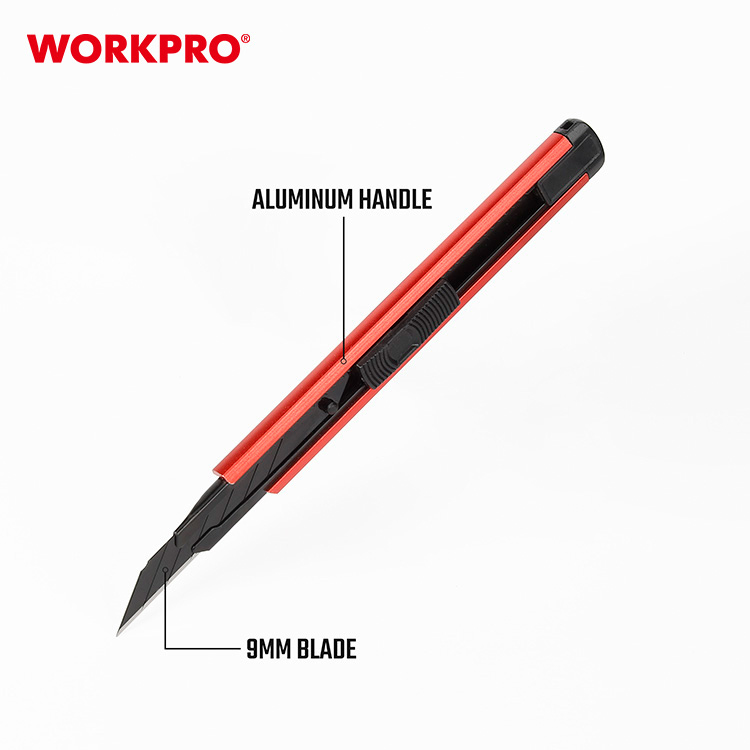 Нож канцелярский  9мм, для графич.работ, алюм.ручка, WORKPRO