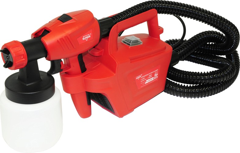 Краскопульт ELITECH КЭ 0826П (800Вт,0.8л,1.8/2.6мм,900мл/мин,80din/сек,2кг,HVLP,кор,мерный стакан,пл