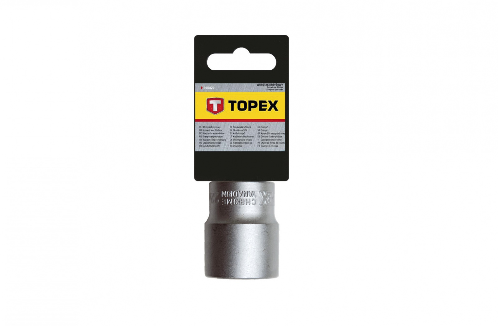 Головка торцевая, 6-гранная 1/2", 22 мм, сталь CrV, Topex (20/200)