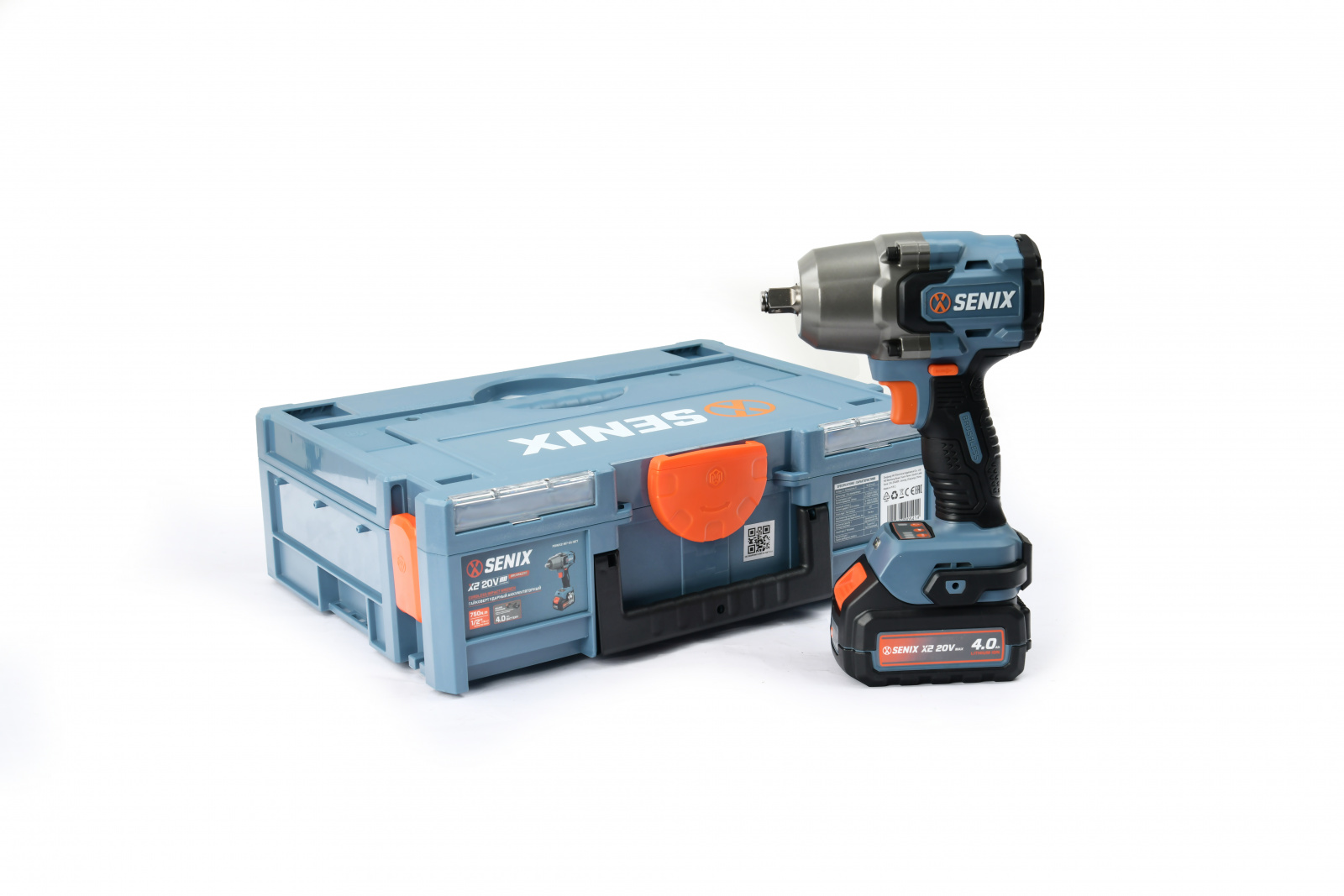 Гайковерт акк X2 SENIX  PDWX2-M7-EU SET (20В, 1/2'', 750 Нм, 3 ск, 1хАКБ 4Ач, ЗУ, кейс)