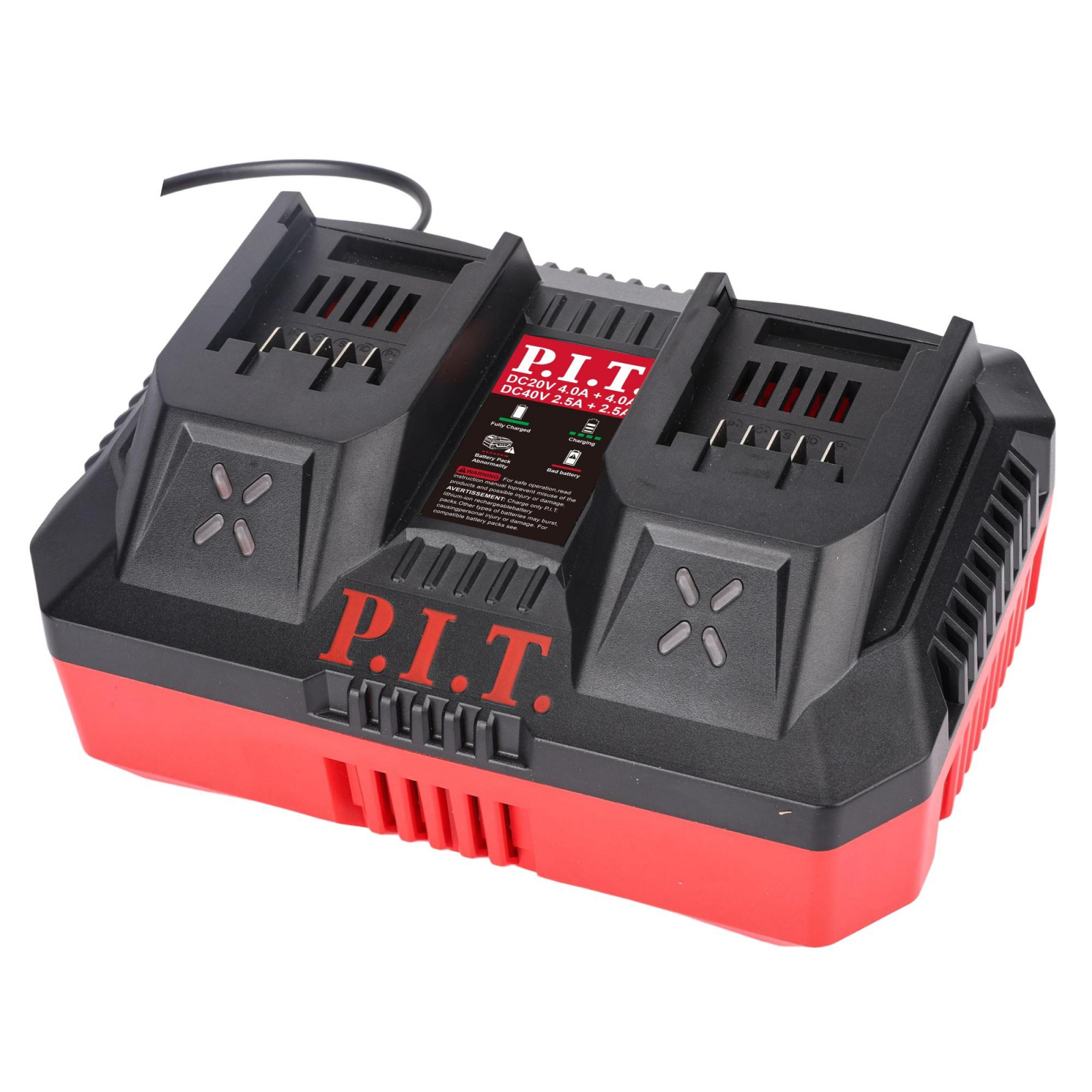 Устройство зарядное двухпортовое P.I.T. PC20401 (20/40В, 4.0/2.5А, 220Вт, для АКБ 20/40В OnePower)