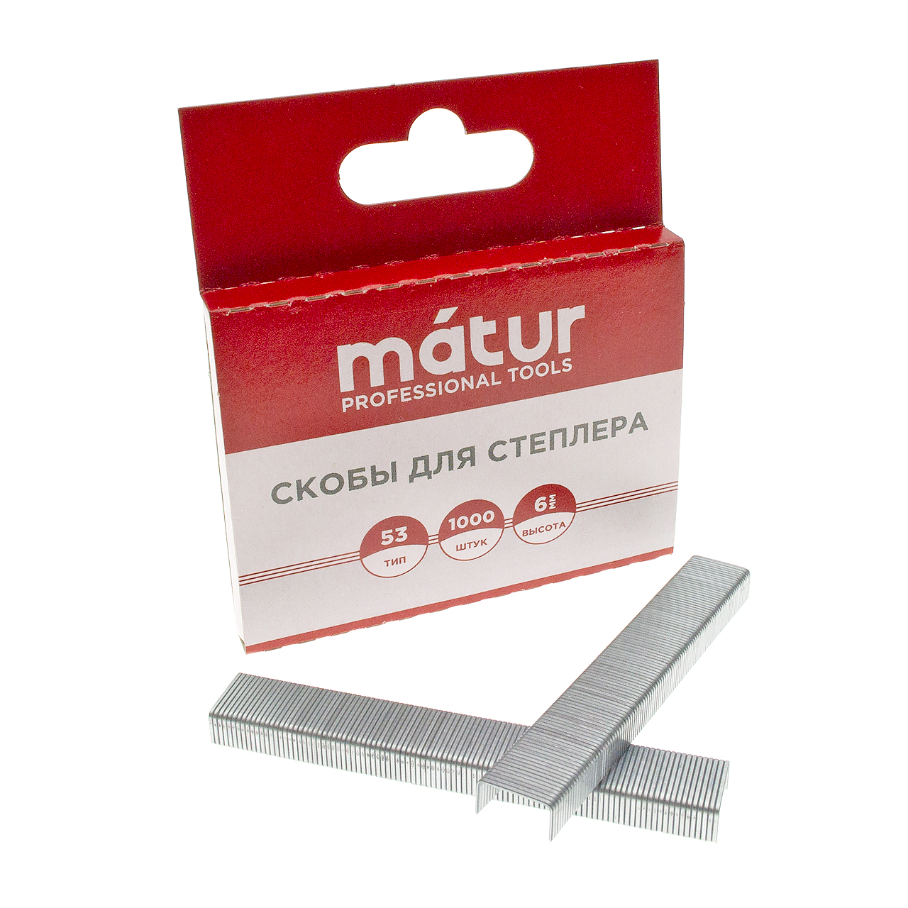Скобы для степлера, тип 53,  6 мм, закаленные, Matur (1/96)