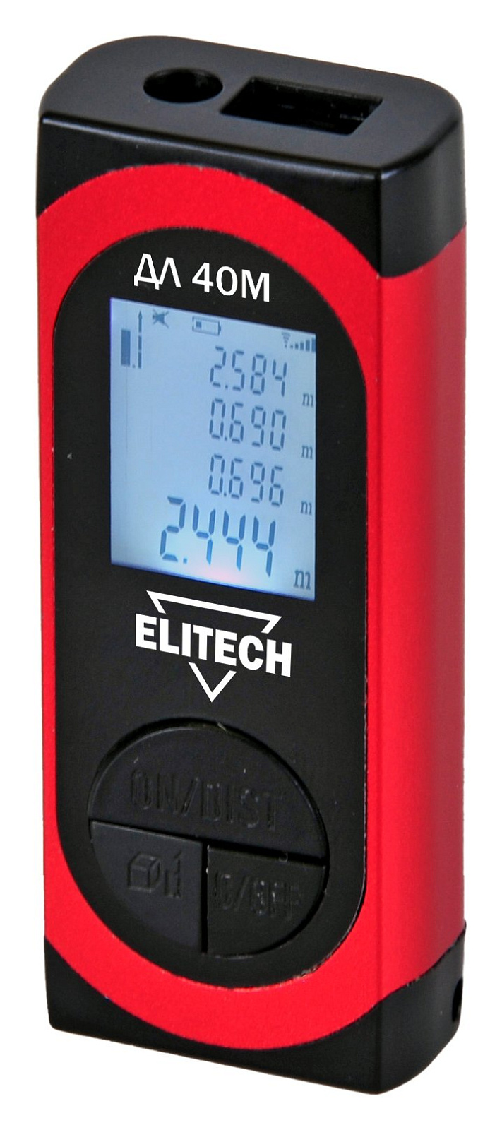 Дальномер лазер ELITECH(ДМ) ДЛ 40М (0.03-40м,точн ±2мм\м,аккумулятор встроенный Li-ion,MicroUSB,)