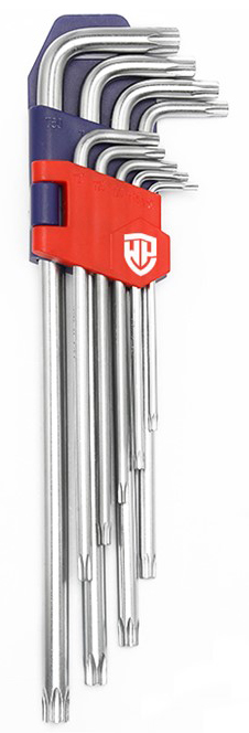 Ключ Torx, набор 9шт, удлиненные, с отверстием, WORKPRO(1/6)