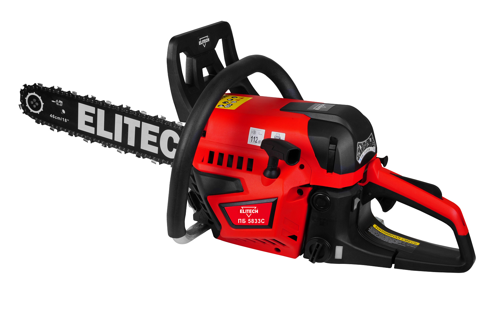 Бензопила ELITECH ПБ 5833C (2.4кВт\3.3л.с.,шина46см,72зв, шаг-0.325",паз-1.3мм)