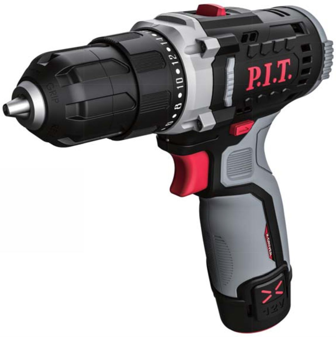 Дрель акк P.I.T PBM12K-10A/2 X-DRIVER (12В, 25Нм, патр 10мм, 2ск, 2х2Ач, ЗУ, кейс) (1/5)