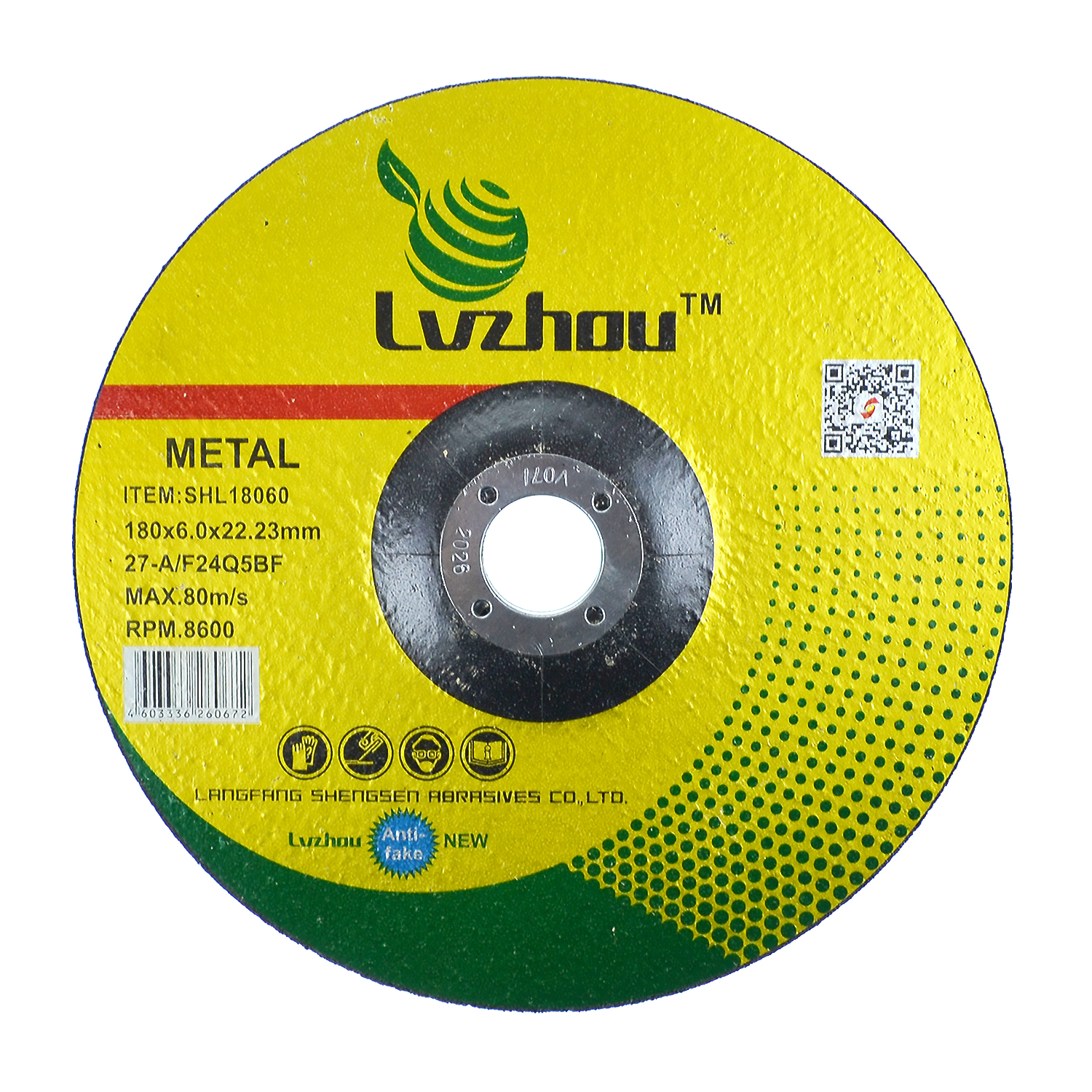Круг шлифовальный абразивный по металлу 180 x 6.0 x 22.2мм, Lvzhou (5/25/50)