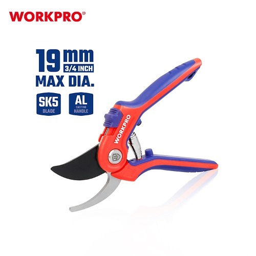 Секатор плоскостной PRO, до 19 мм (лезвие SK5, PP, TPR), WORKPRO