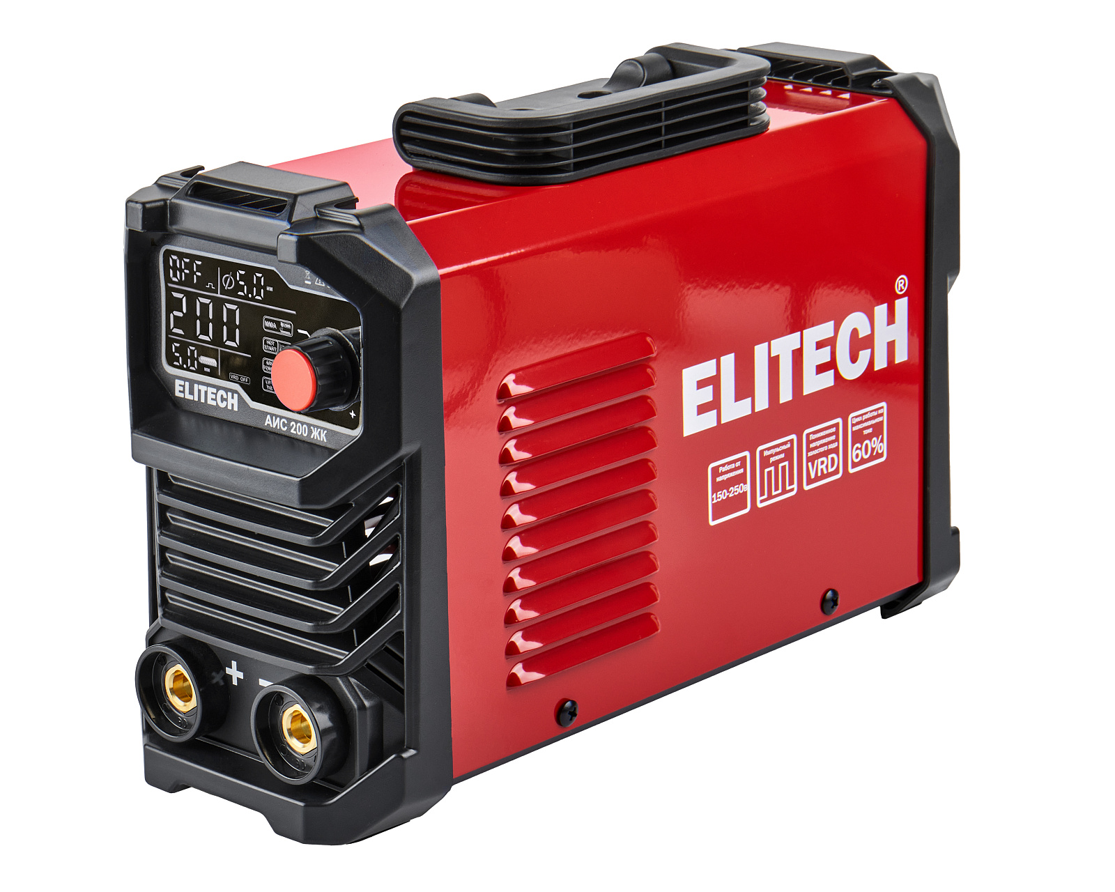 Сварочный инвертор ELITECH АИС 200 ЖК (160-240В, 7кВт, MMA 20-200А, TIG)