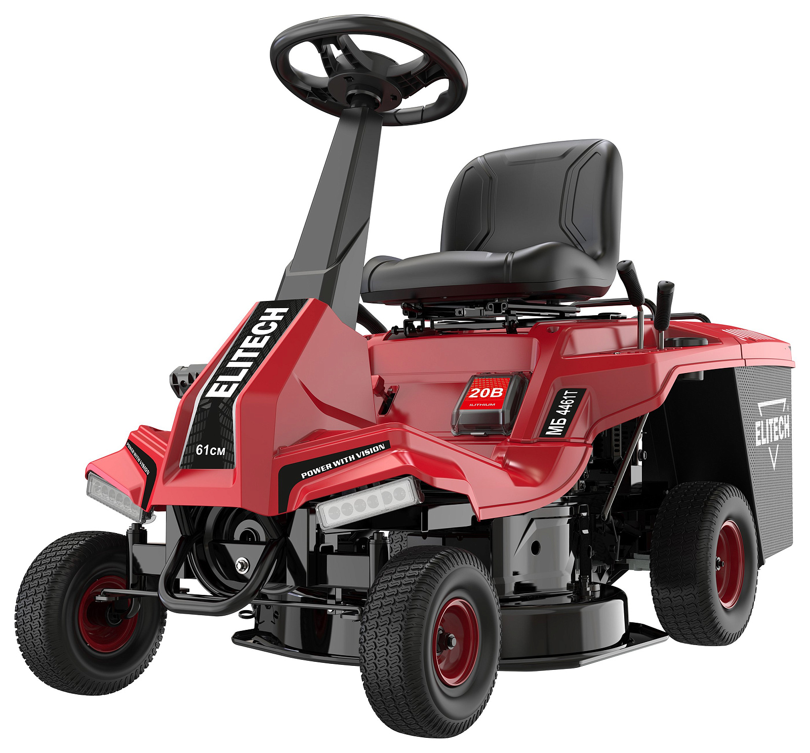 Газонокосилка бенз ELITECH МБ 4461Т (Ducar,224см3,4.4кВт,3реж,61см,35-75мм,5ур,150л,117кг,сиденье)